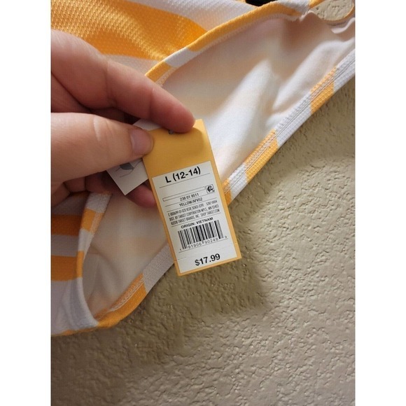 NWT Kona Sol Yellow And White Striped Bikini Bottom Size Large 12-14 - Picture 3 of 5